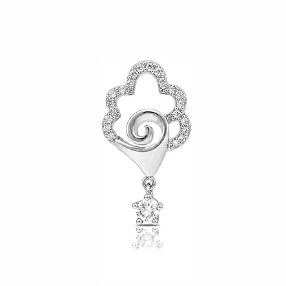 Sparkling Floral 925 Sterling Silver Swirl Drop Pendant