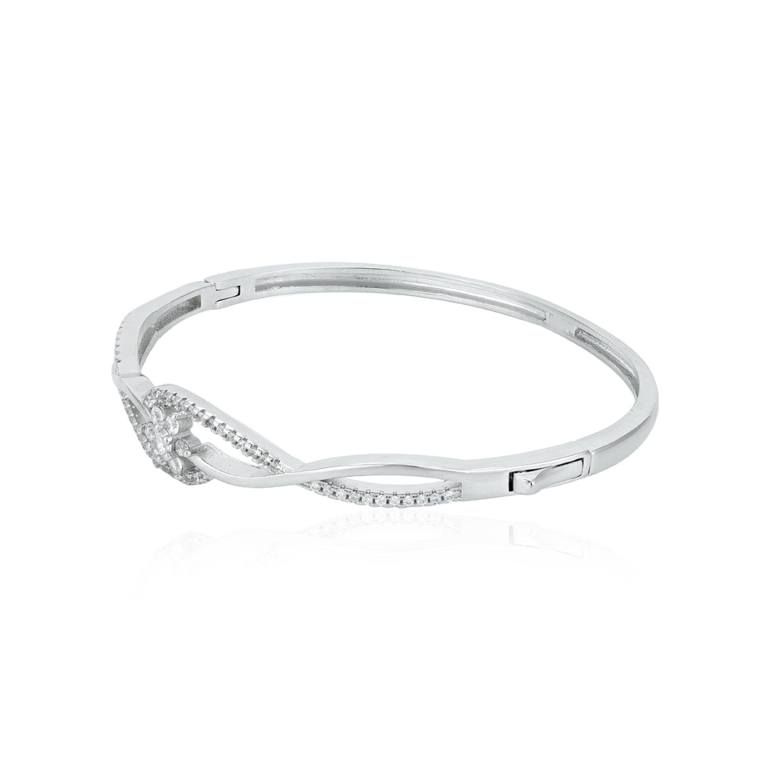 Sparkling Intertwined 925 Sterling Silver Kada for Women