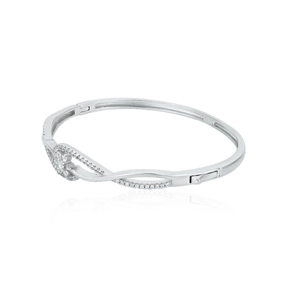 Sparkling Intertwined 925 Sterling Silver Kada for Women