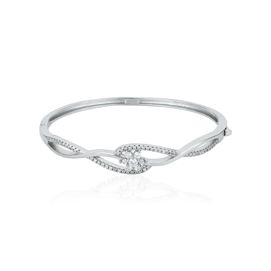 Sparkling Intertwined 925 Sterling Silver Kada for Women