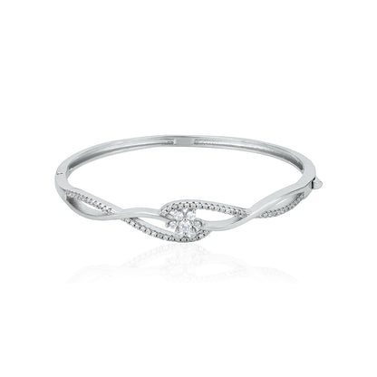 Sparkling Intertwined 925 Sterling Silver Kada for Women