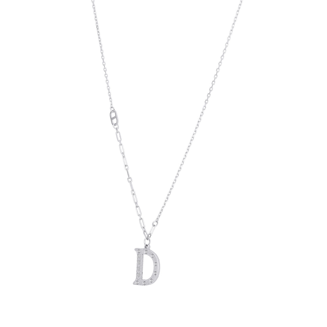 Sparkling Letter D 925 Sterling Silver Chain Pendant for women