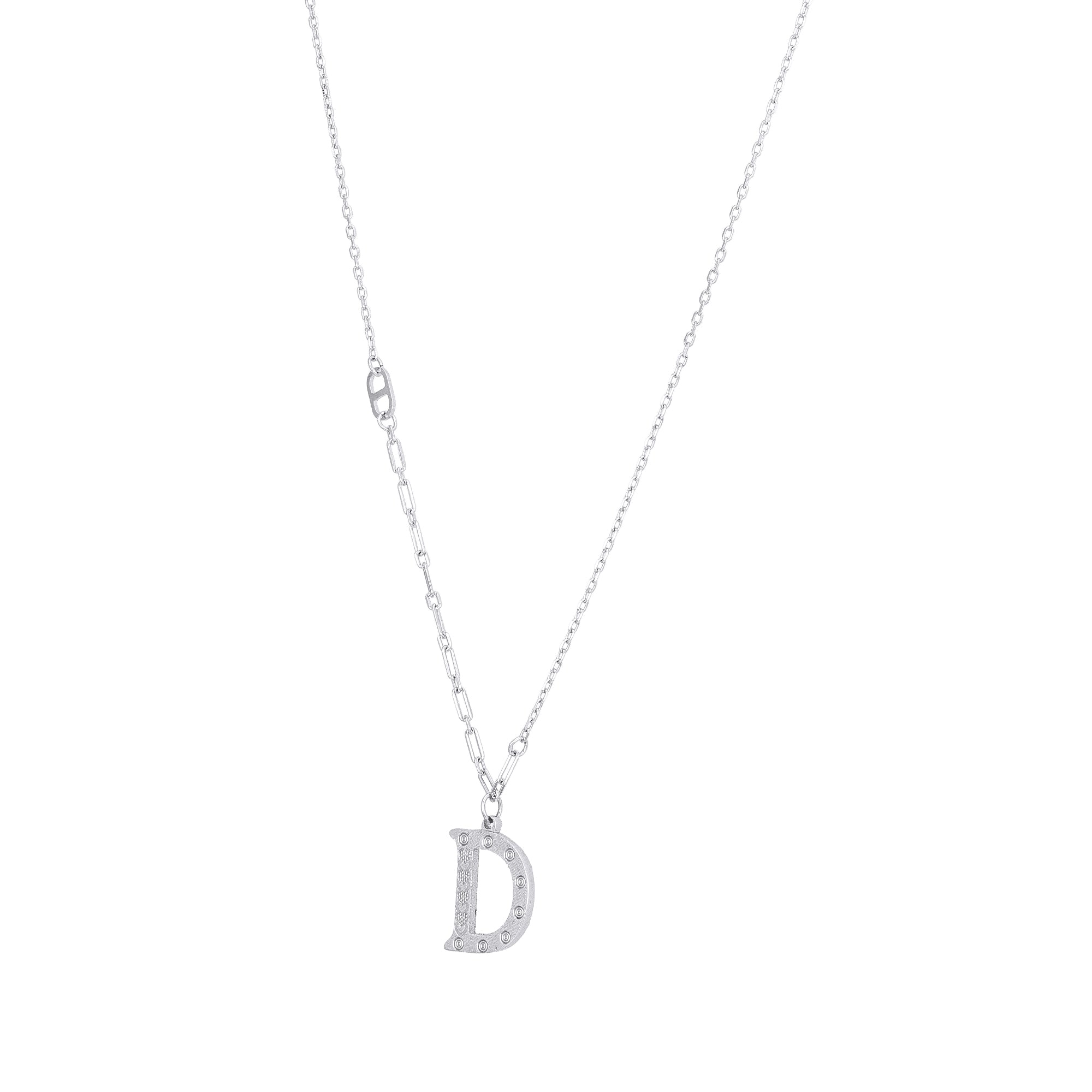 Sparkling Letter D 925 Sterling Silver Chain Pendant for women