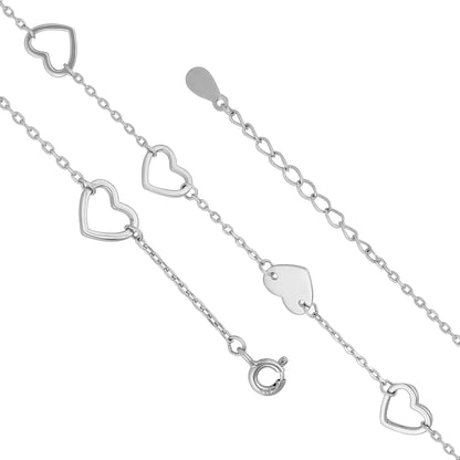 Sparkling Open Heart 925 Sterling Silver Bracelet for women