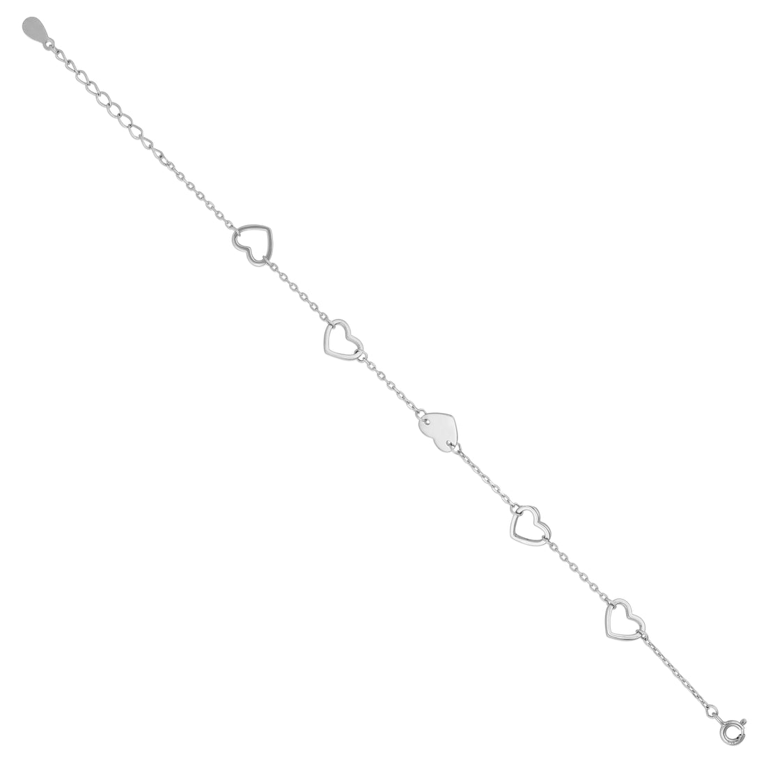 Sparkling Open Heart 925 Sterling Silver Bracelet for women