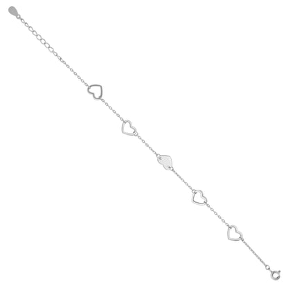 Sparkling Open Heart 925 Sterling Silver Bracelet for women
