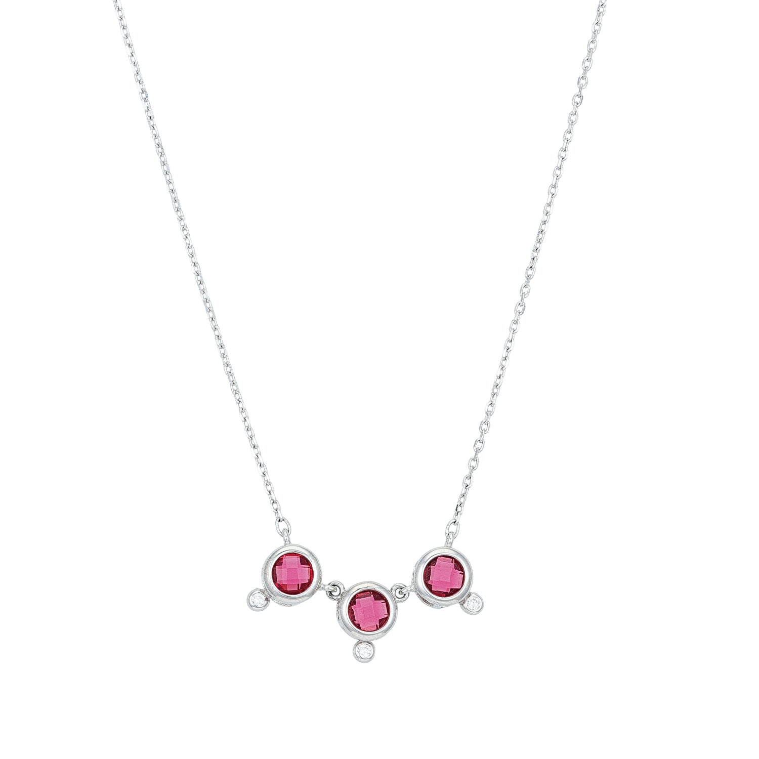 Sparkling Triple Pink Drop 925 Sterling Silver Chain Pendant for women
