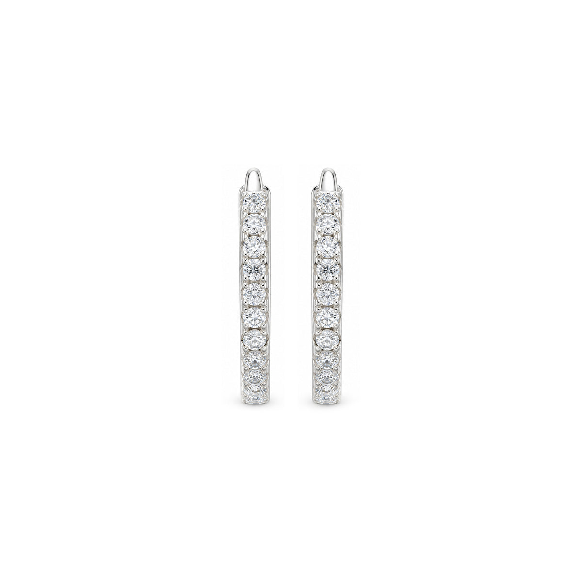 Sparkling Crystal Hoop Sterling Silver Studs