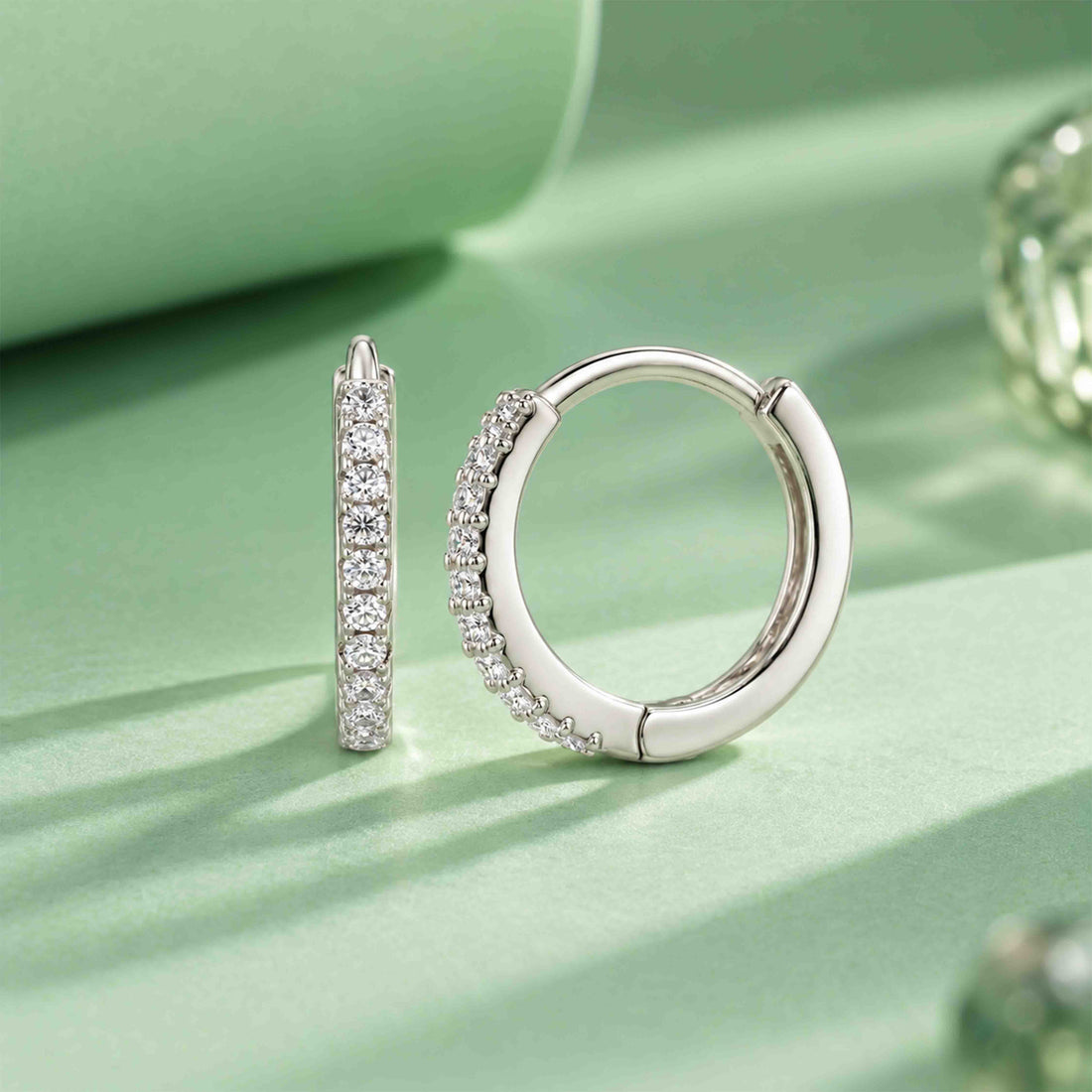Sparkling Crystal Hoop Sterling Silver Studs