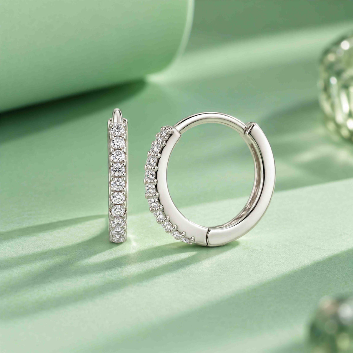 Sparkling Crystal Hoop Sterling Silver Studs