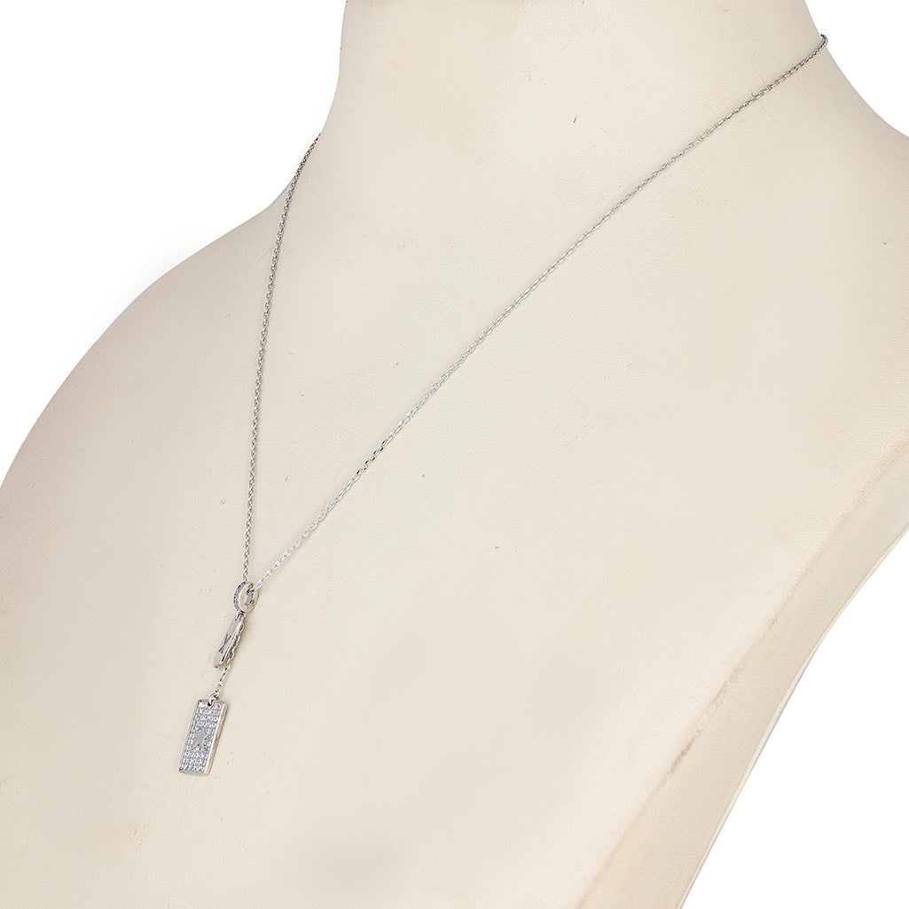 Sparkling Double Tag 925 Sterling Silver Chain Pendant for Women