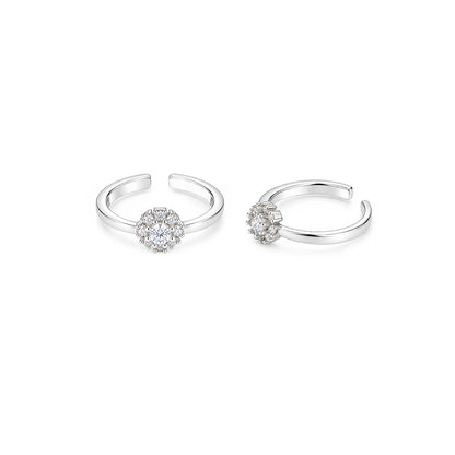 Sparkling Floral Cluster Sterling Silver Toe Ring