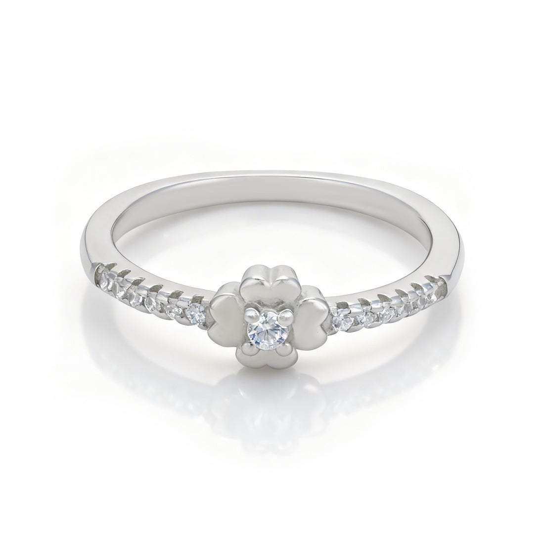 Sparkling Floral 925 Sterling Silver Ring for Women