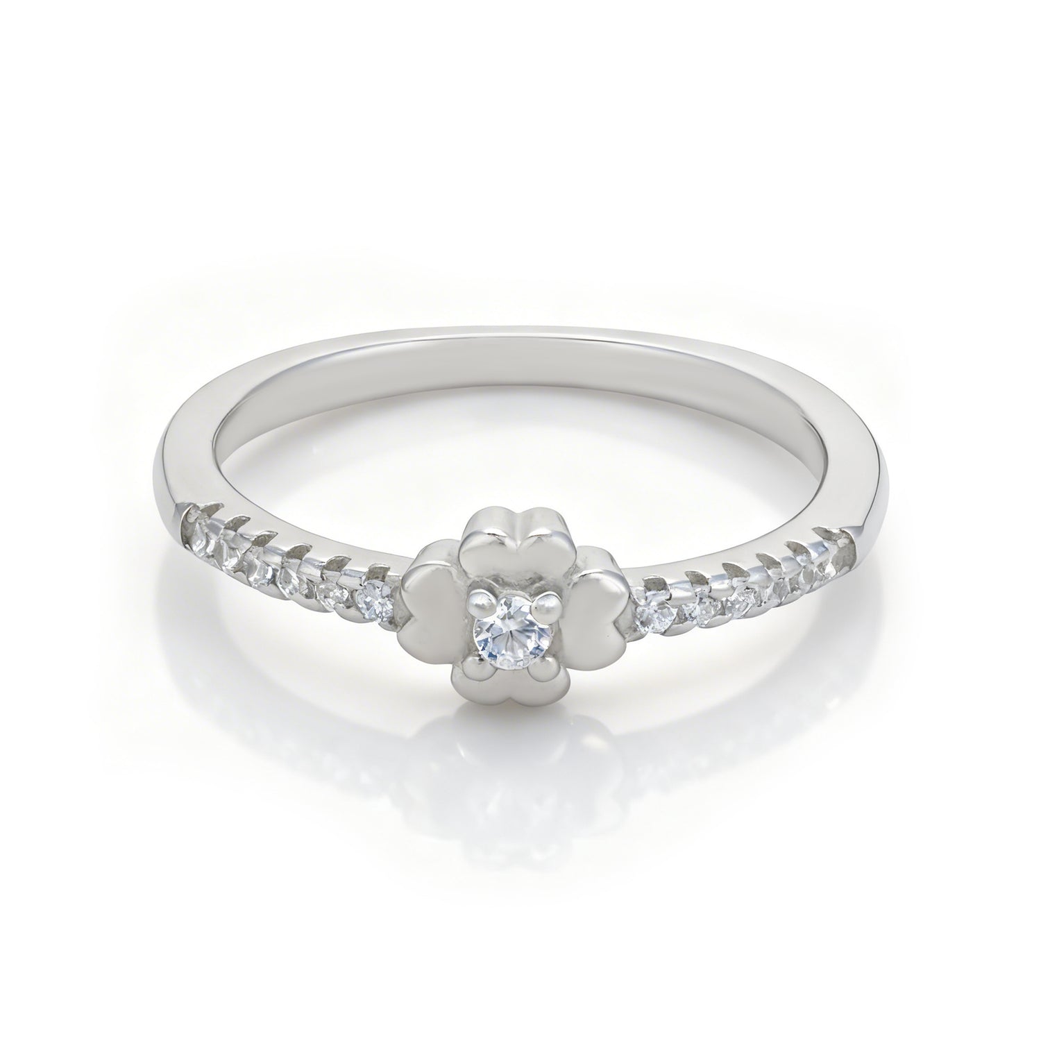 Sparkling Floral 925 Sterling Silver Ring for Women