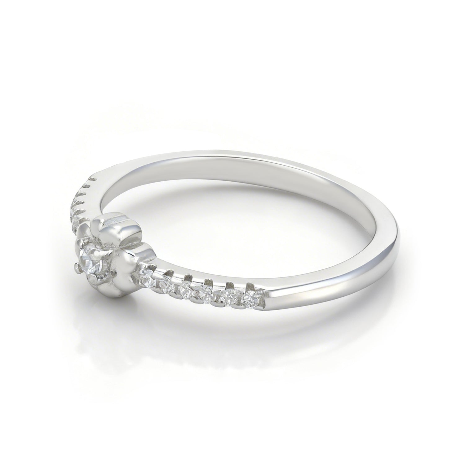 Sparkling Floral 925 Sterling Silver Ring for Women