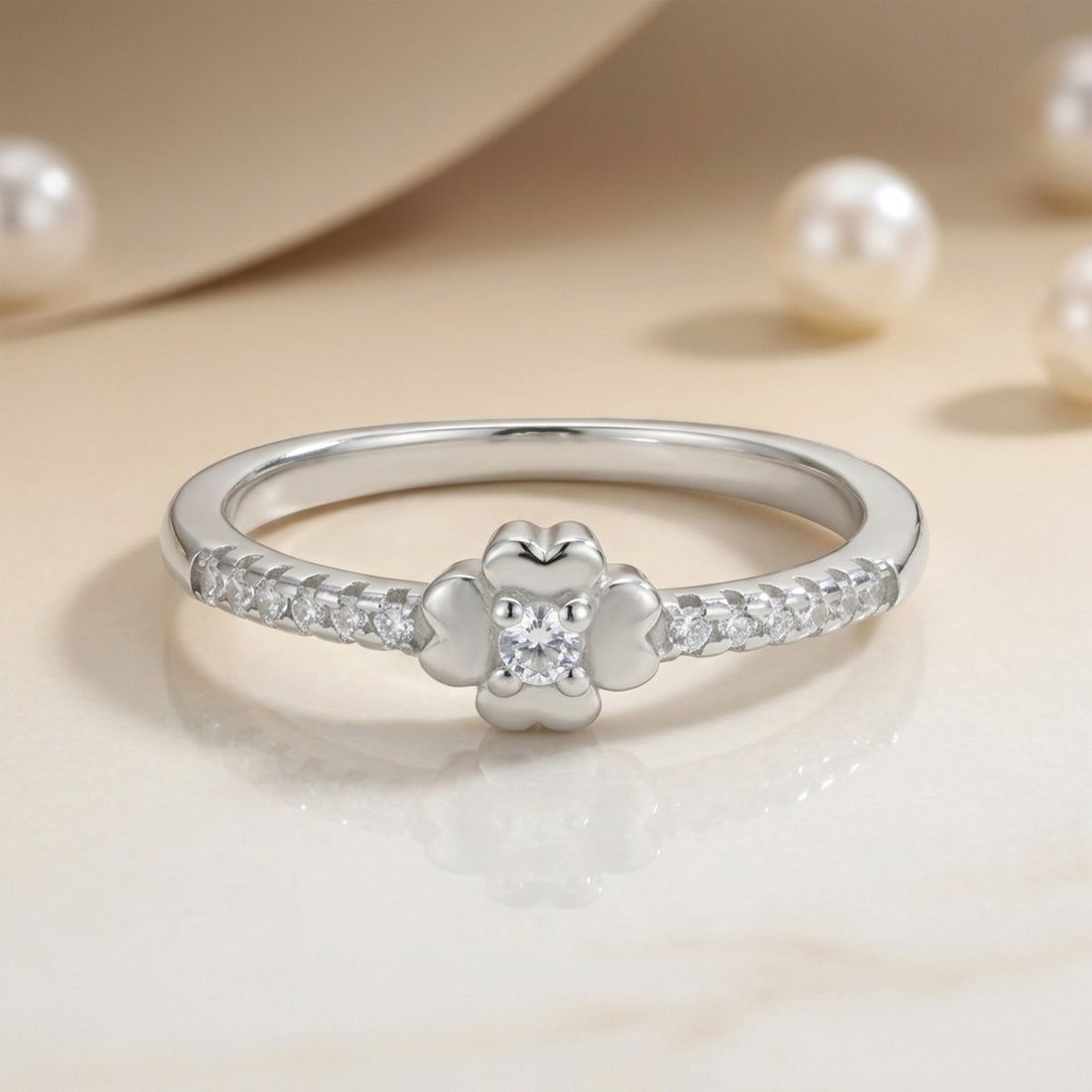 Sparkling Floral 925 Sterling Silver Ring for Women
