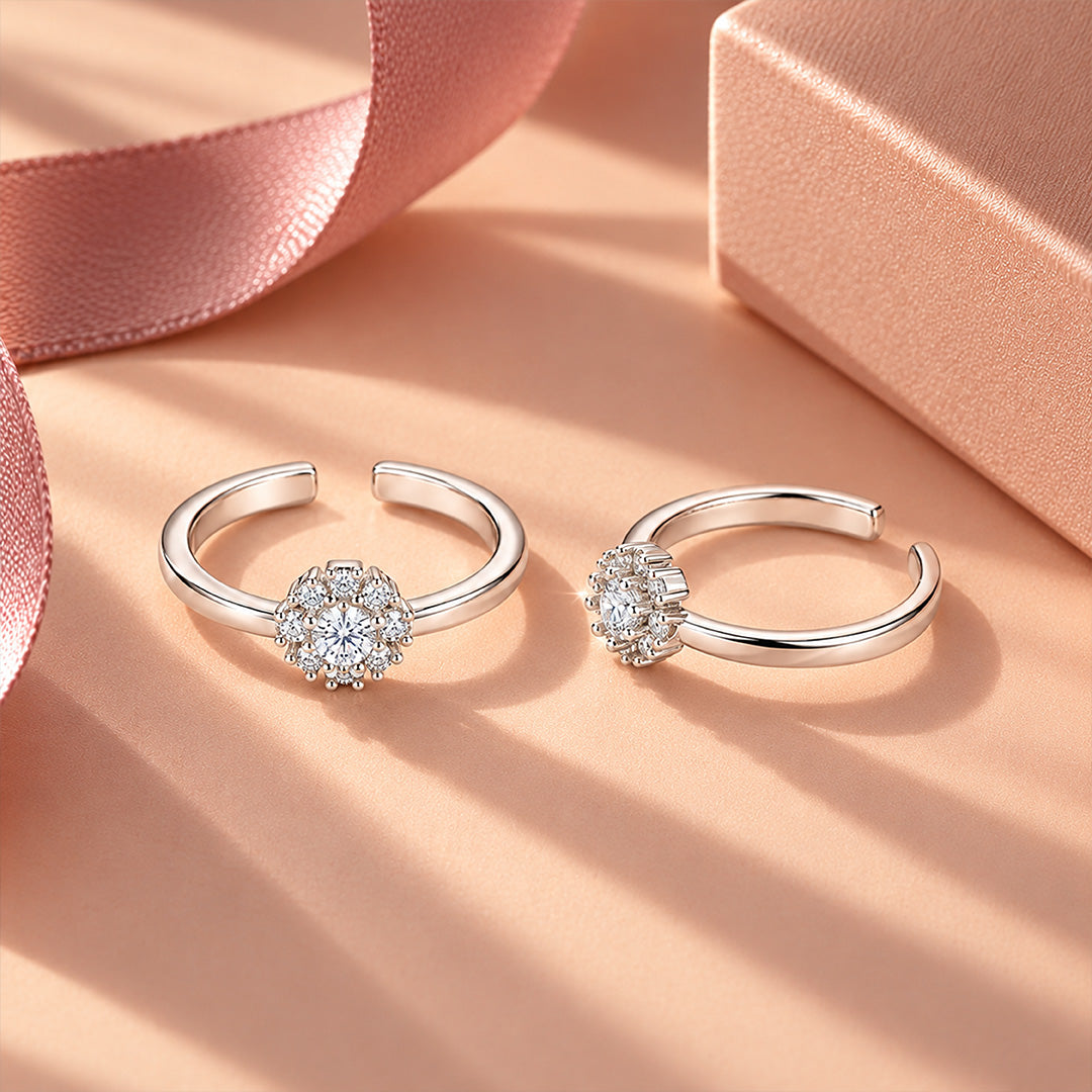 Sparkling Floral Cluster Sterling Silver Toe Ring