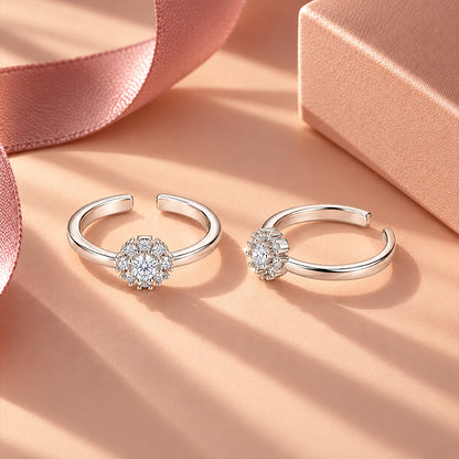 Sparkling Floral Cluster Sterling Silver Toe Ring