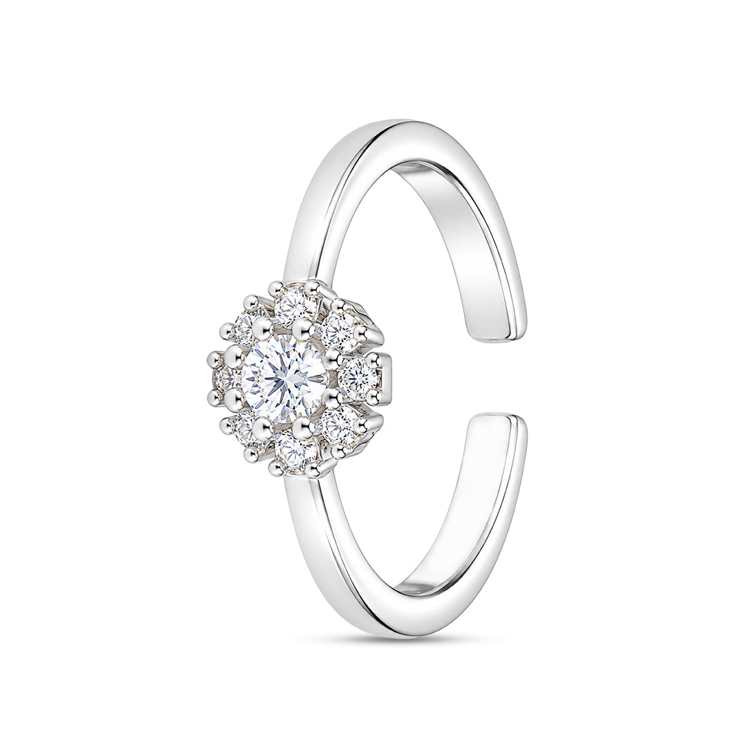 Sparkling Floral Cluster Sterling Silver Toe Ring