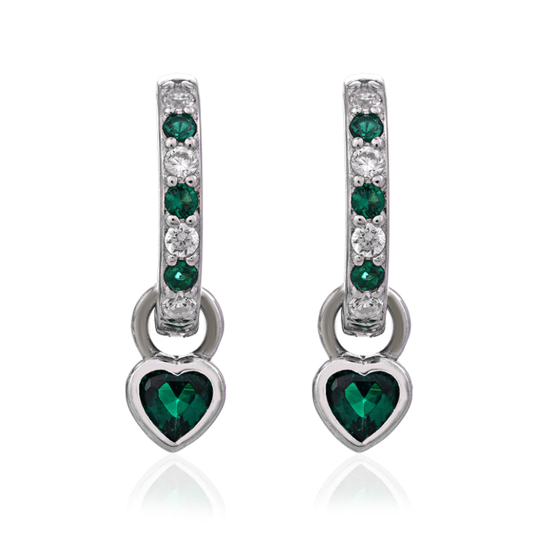 Sparkling Green Heart 925 Sterling Silver Earring for Women