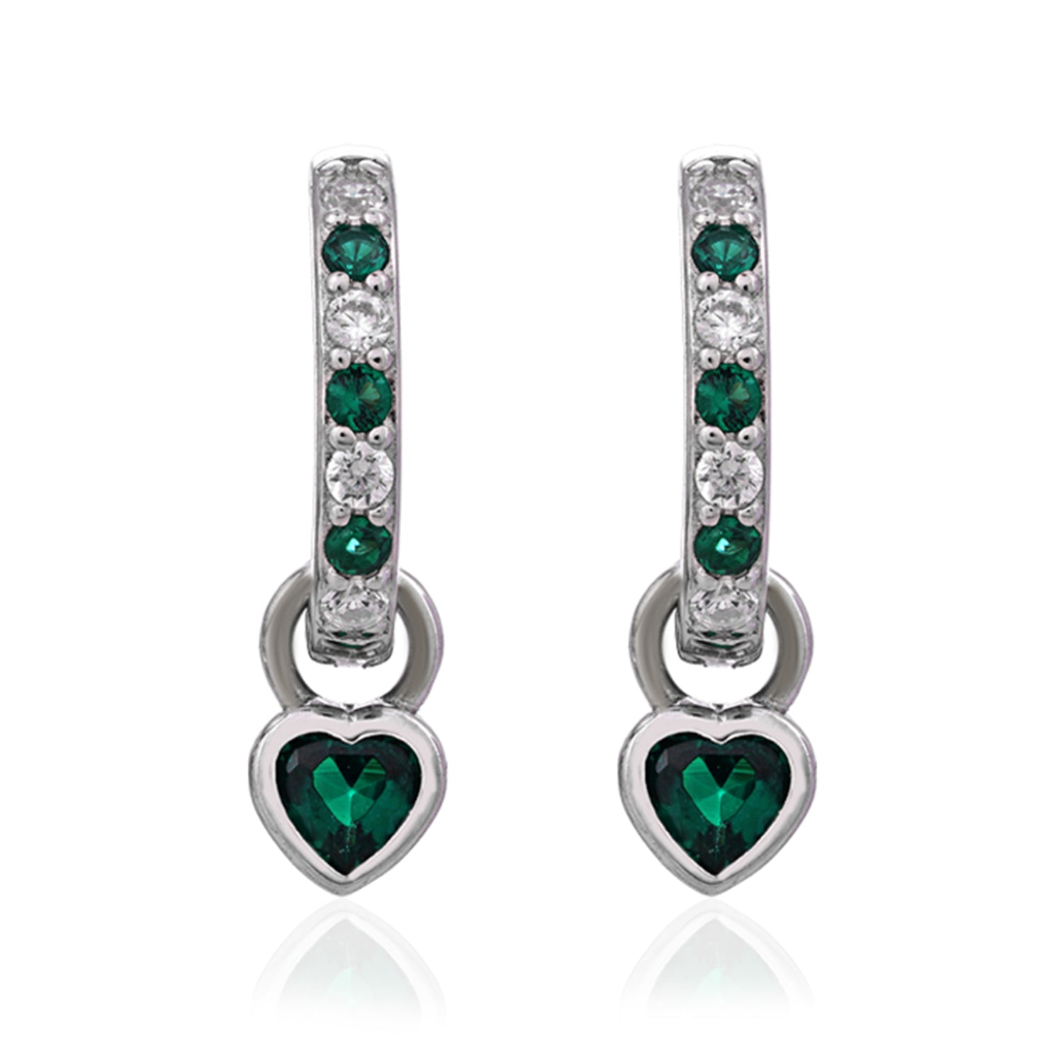 Sparkling Green Heart 925 Sterling Silver Earring for Women