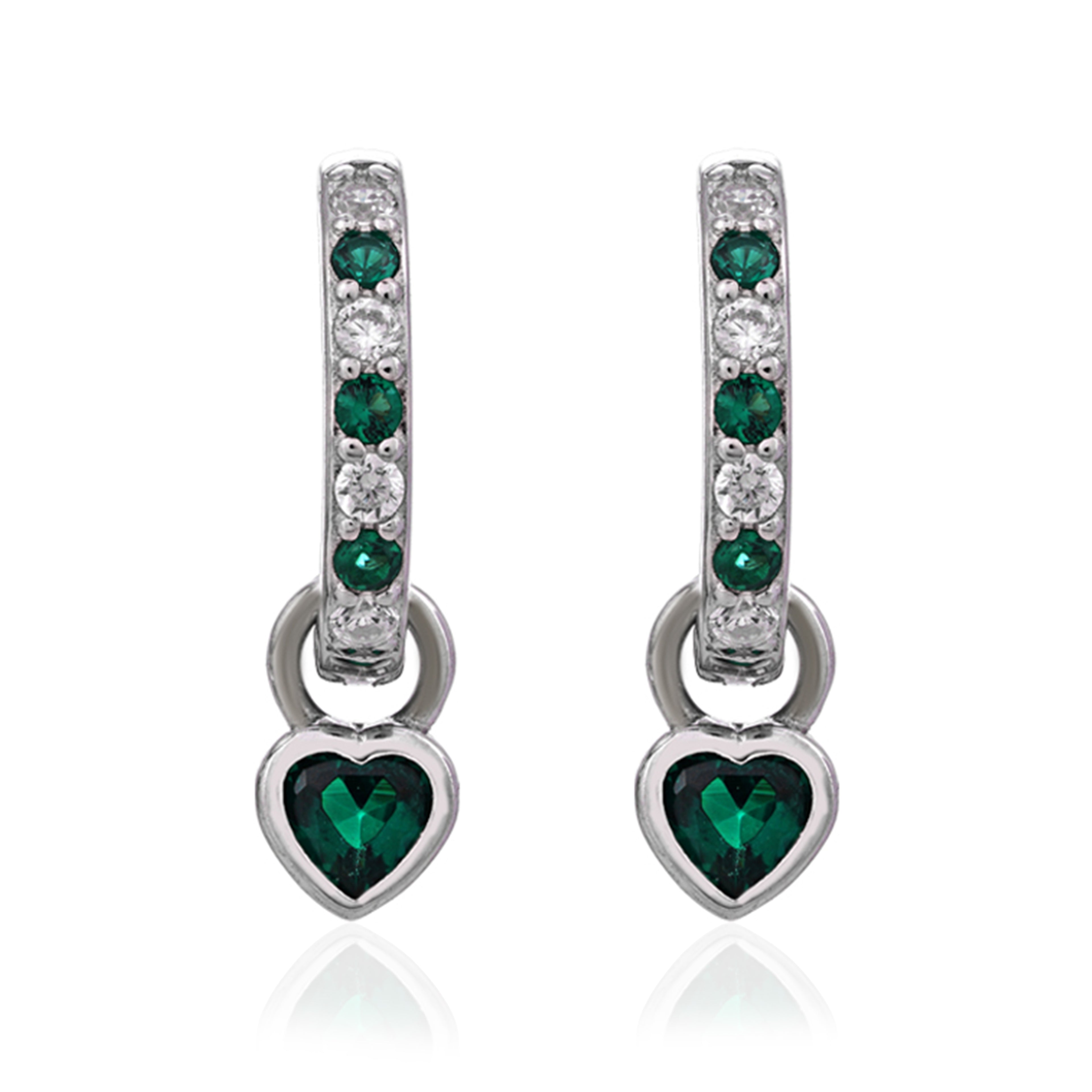 Sparkling Green Heart 925 Sterling Silver Earring for Women