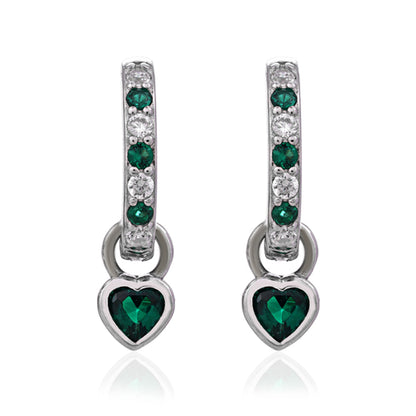 Sparkling Green Heart 925 Sterling Silver Earring for Women