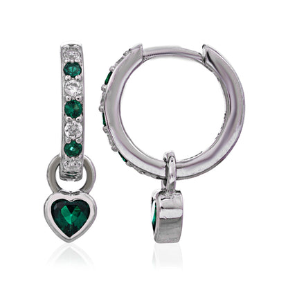 Sparkling Green Heart 925 Sterling Silver Earring for Women