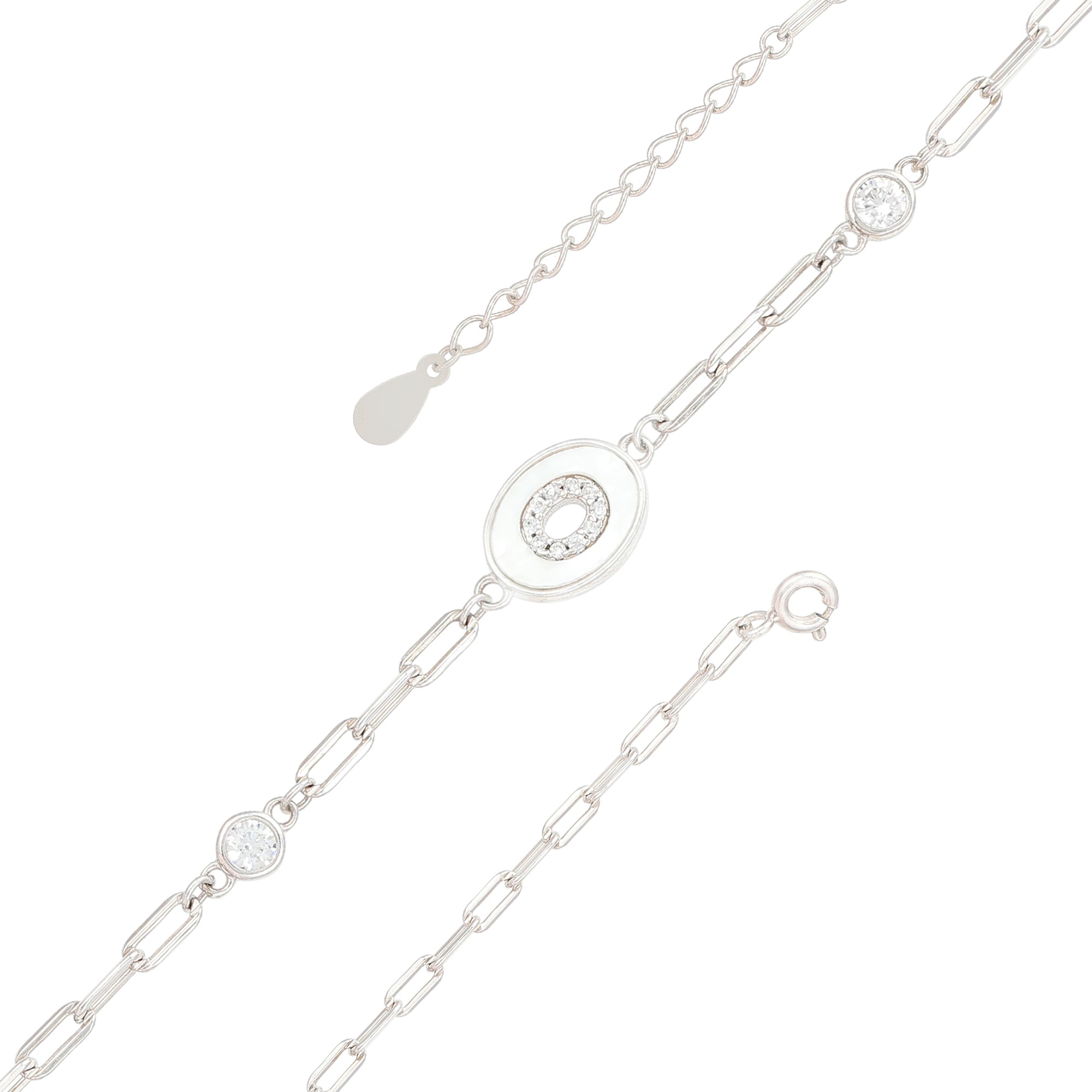 Sparkling Halo Glam Rhodium Plated Bracelet 