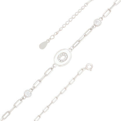 Sparkling Halo Glam Rhodium Plated Bracelet 