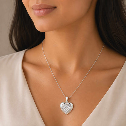 Sparkling Heart 925 Sterling Silver Pendant for Women