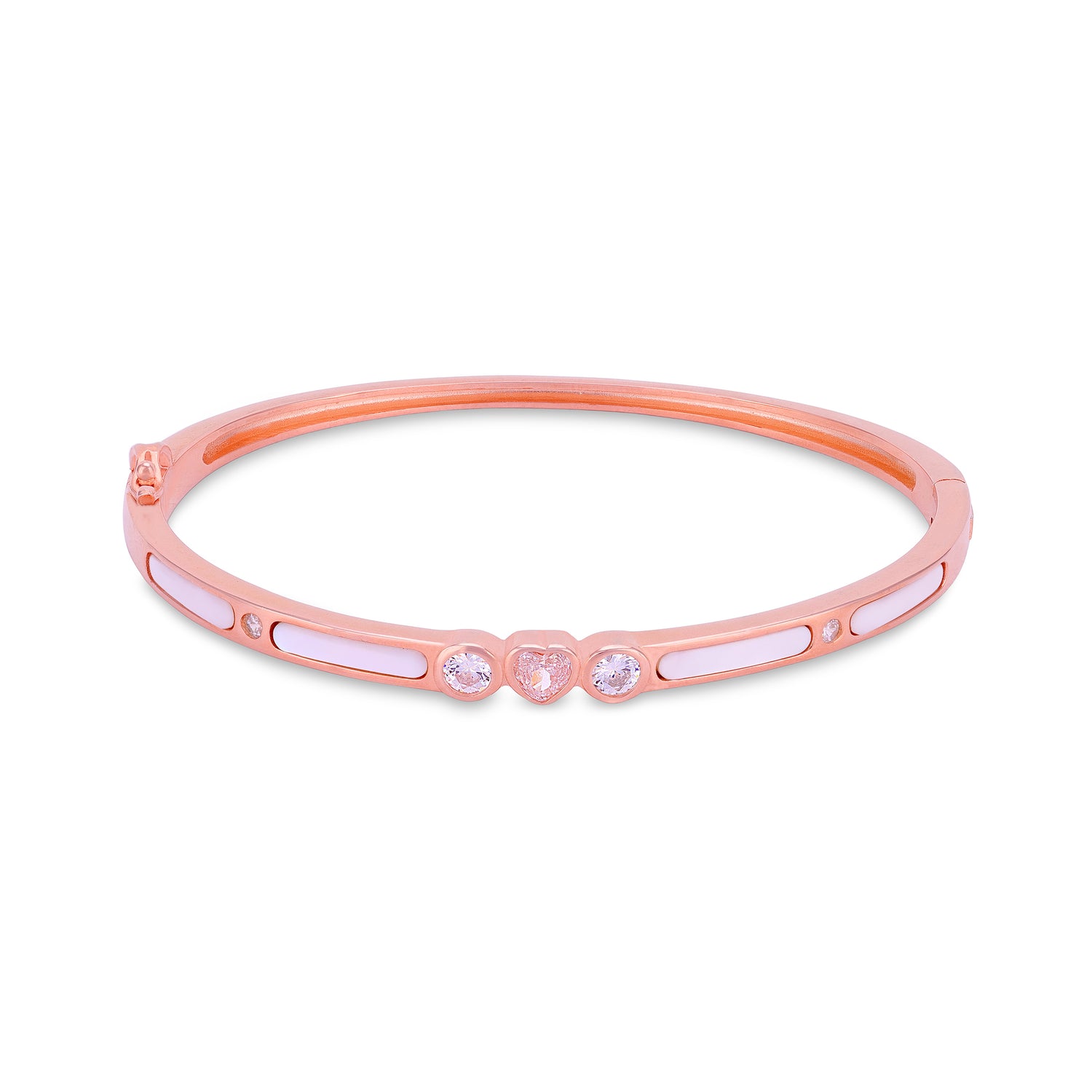 Sparkling Heart Accent 925 Sterling Silver Kada for women