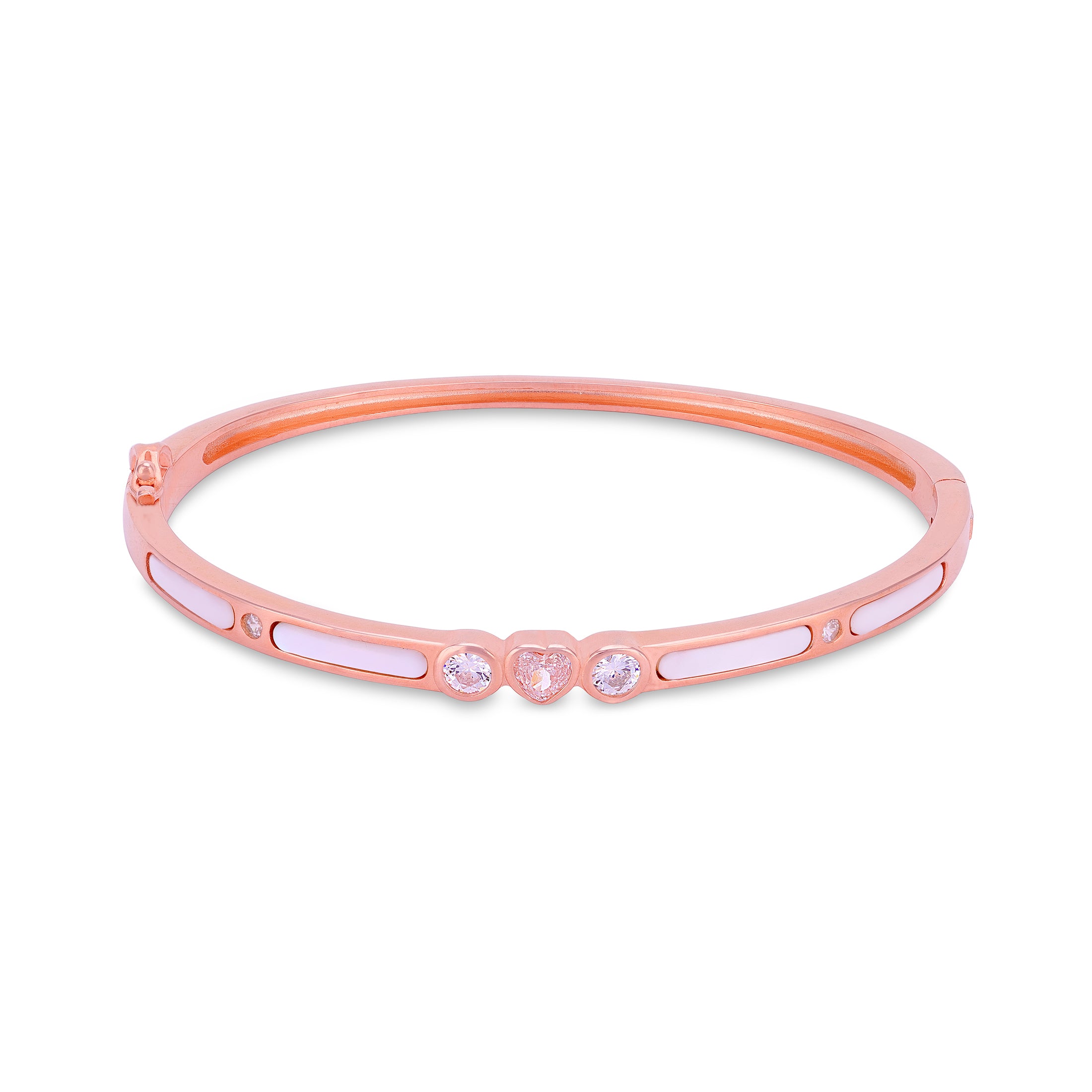 Sparkling Heart Accent 925 Sterling Silver Kada for women