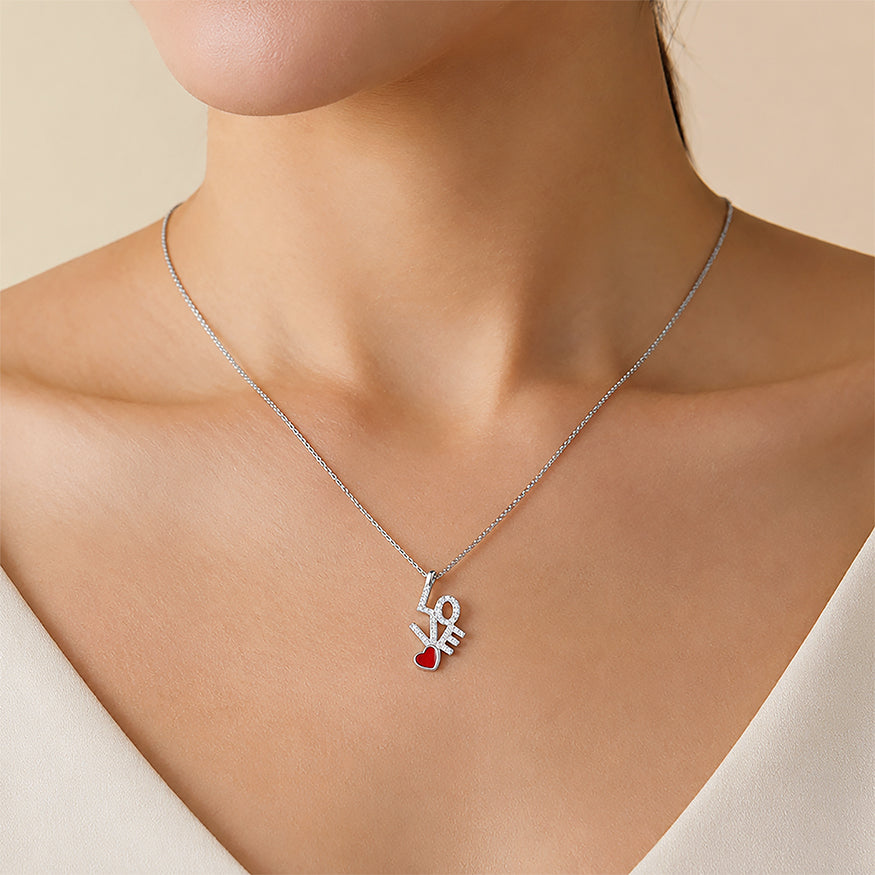 Sparkling Love 925 Sterling Silver Romantic Pendant Chain
