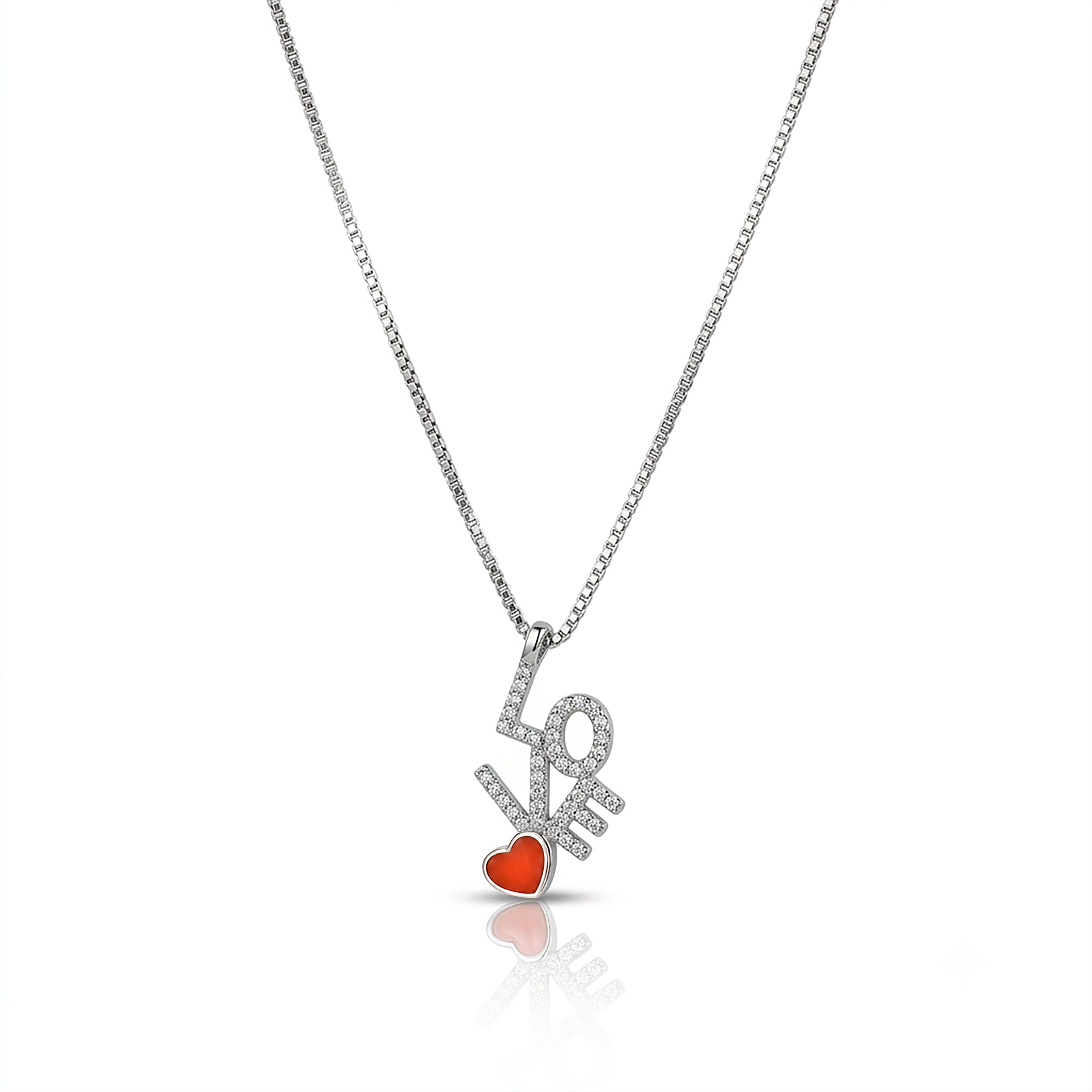 Sparkling Love 925 Sterling Silver Romantic Pendant Chain
