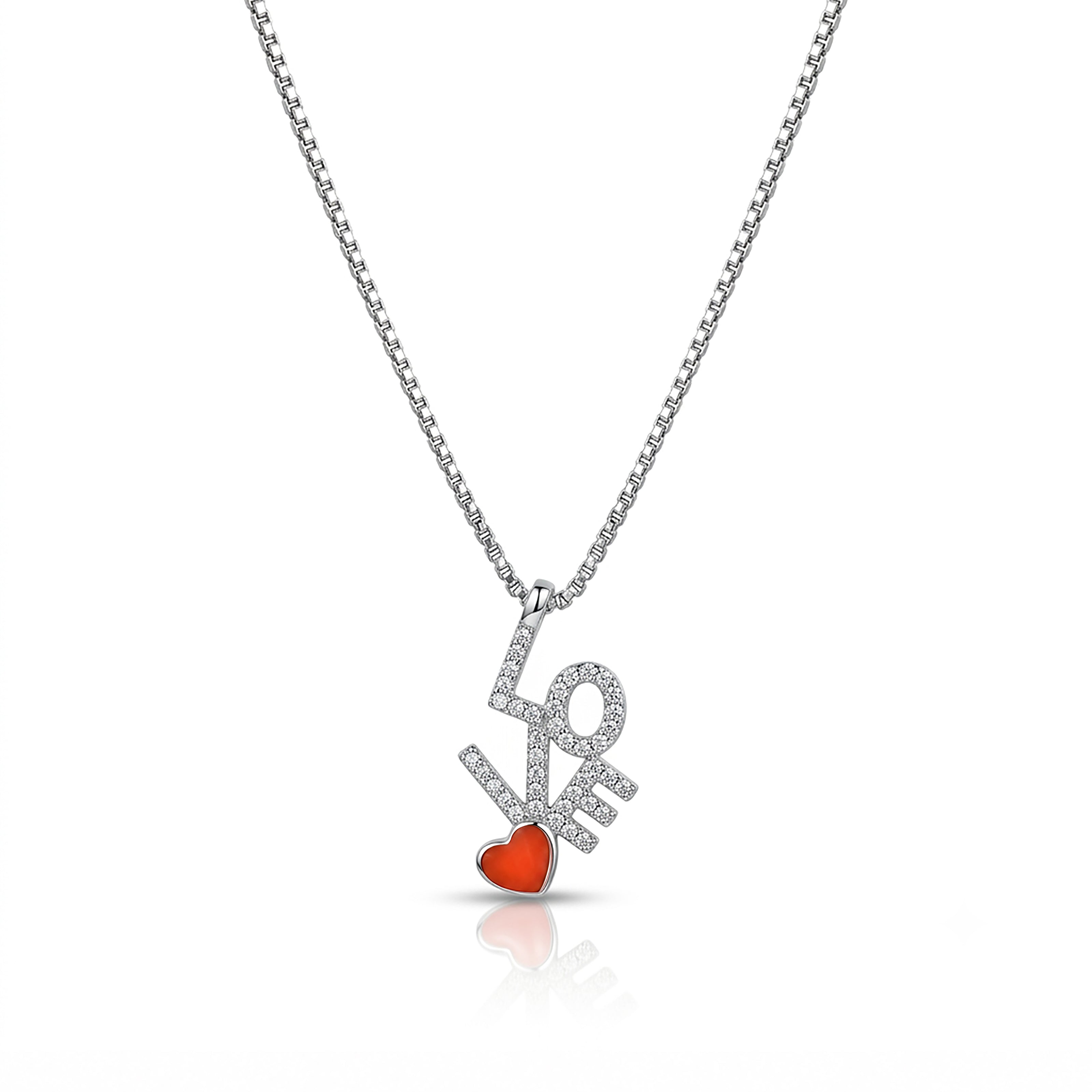 Sparkling Love 925 Sterling Silver Romantic Pendant Chain