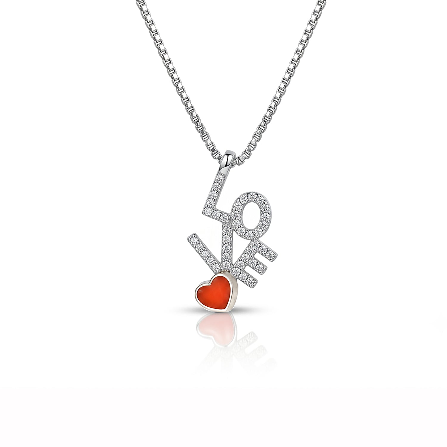 Sparkling Love 925 Sterling Silver Romantic Pendant Chain