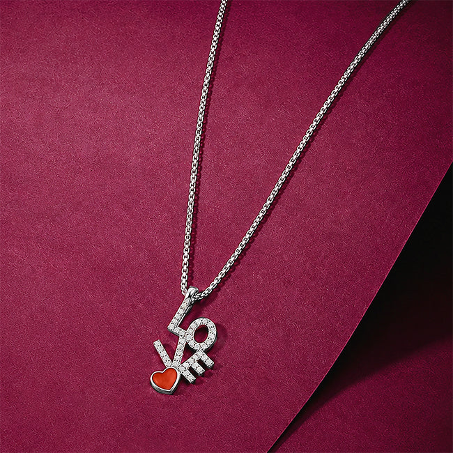 Sparkling Love 925 Sterling Silver Romantic Pendant Chain