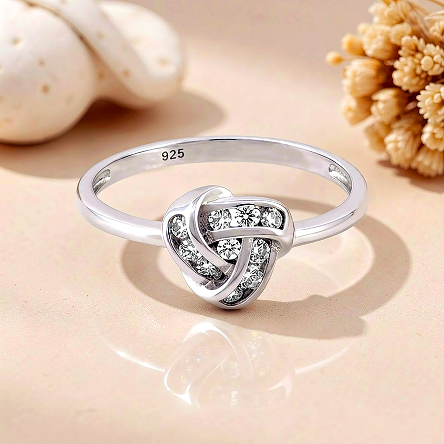 Sparkling Love Knot 925 Sterling Silver Ring for Women