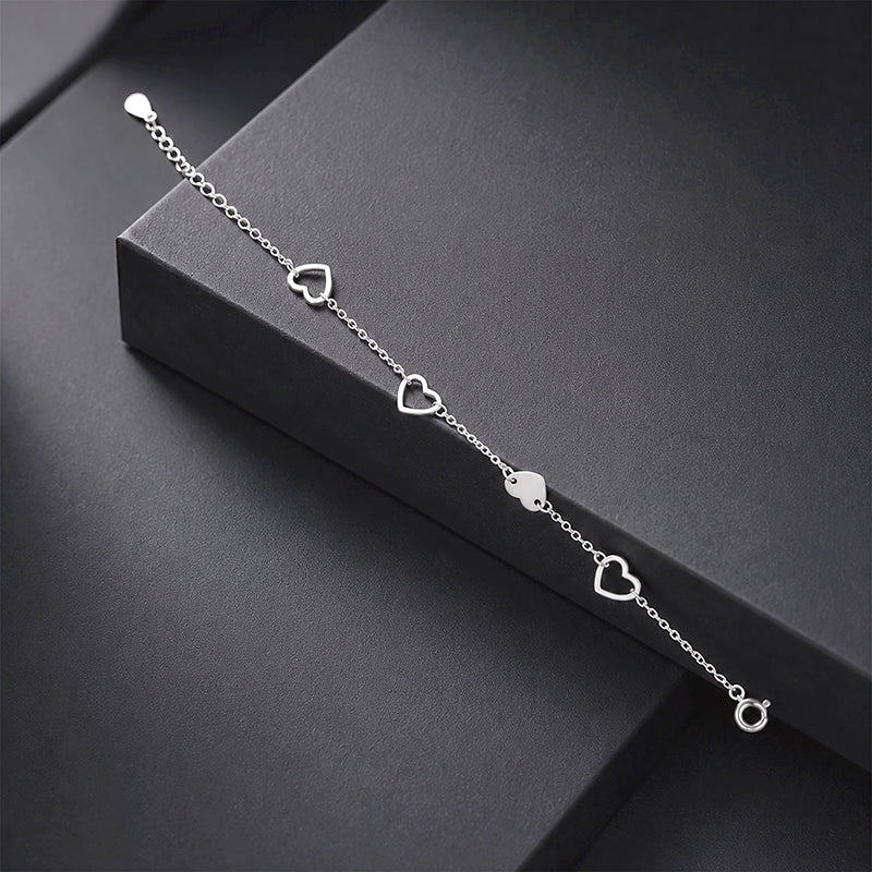 Sparkling Open Heart 925 Sterling Silver Bracelet for women