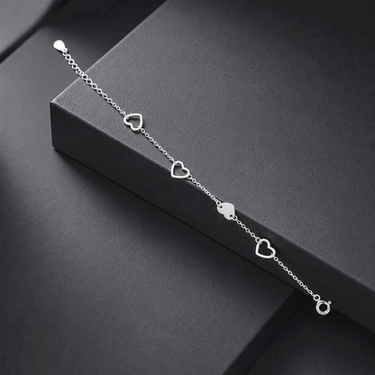 Sparkling Open Heart 925 Sterling Silver Bracelet for women