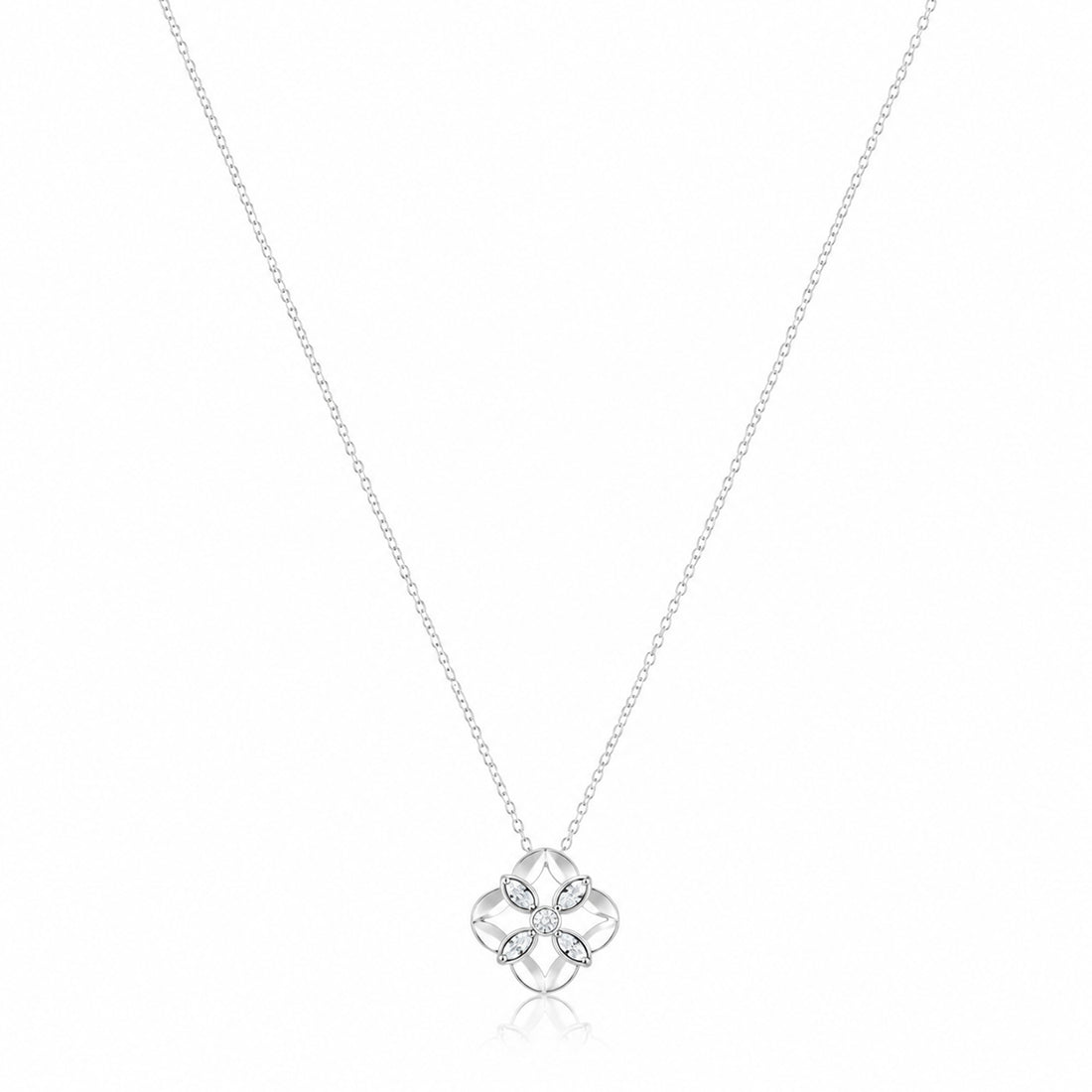 Sparkling Petal Bloom 925 Sterling Silver Chain Pendant for Women