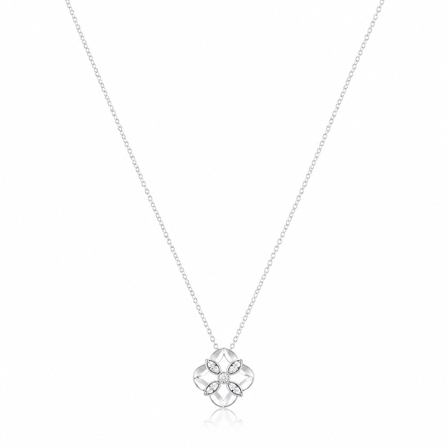 Sparkling Petal Bloom 925 Sterling Silver Chain Pendant for Women