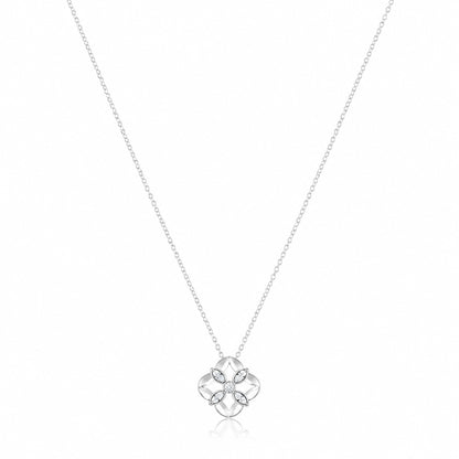 Sparkling Petal Bloom 925 Sterling Silver Chain Pendant for Women