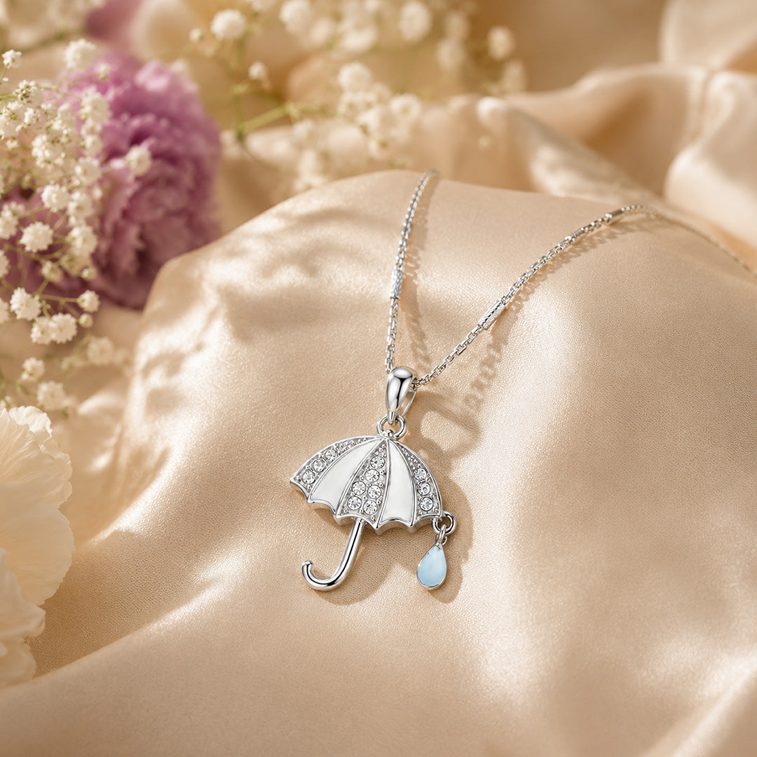 Sparkling Umbrella 925 Sterling Silver Charm Pendant