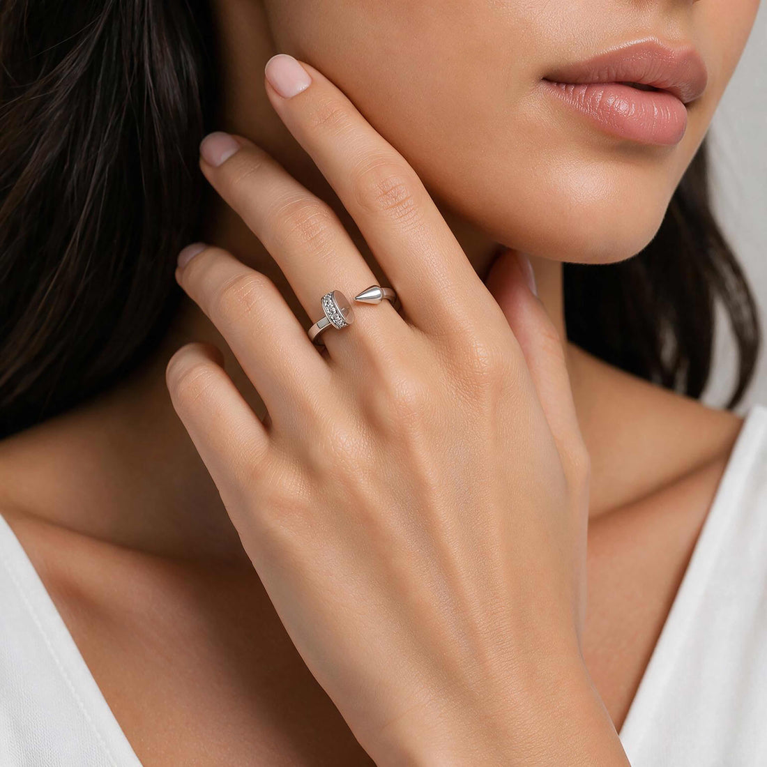 Spike Nail Open Band  Silver Ring
