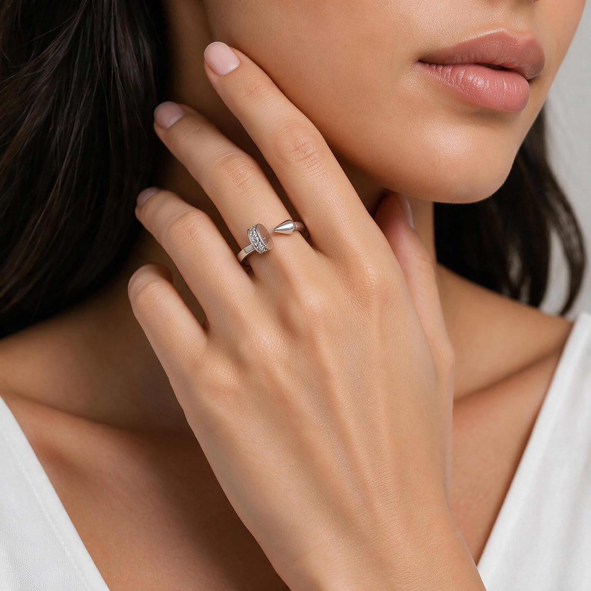 Spike Nail Open Band  Silver Ring