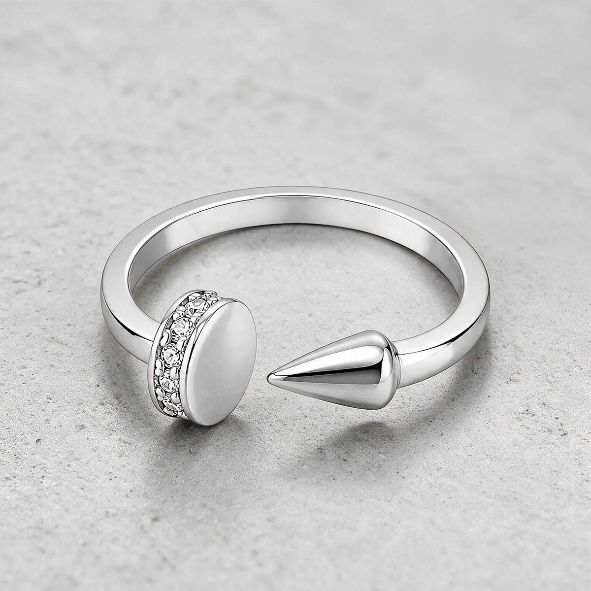 Spike Nail Open Band  Silver Ring