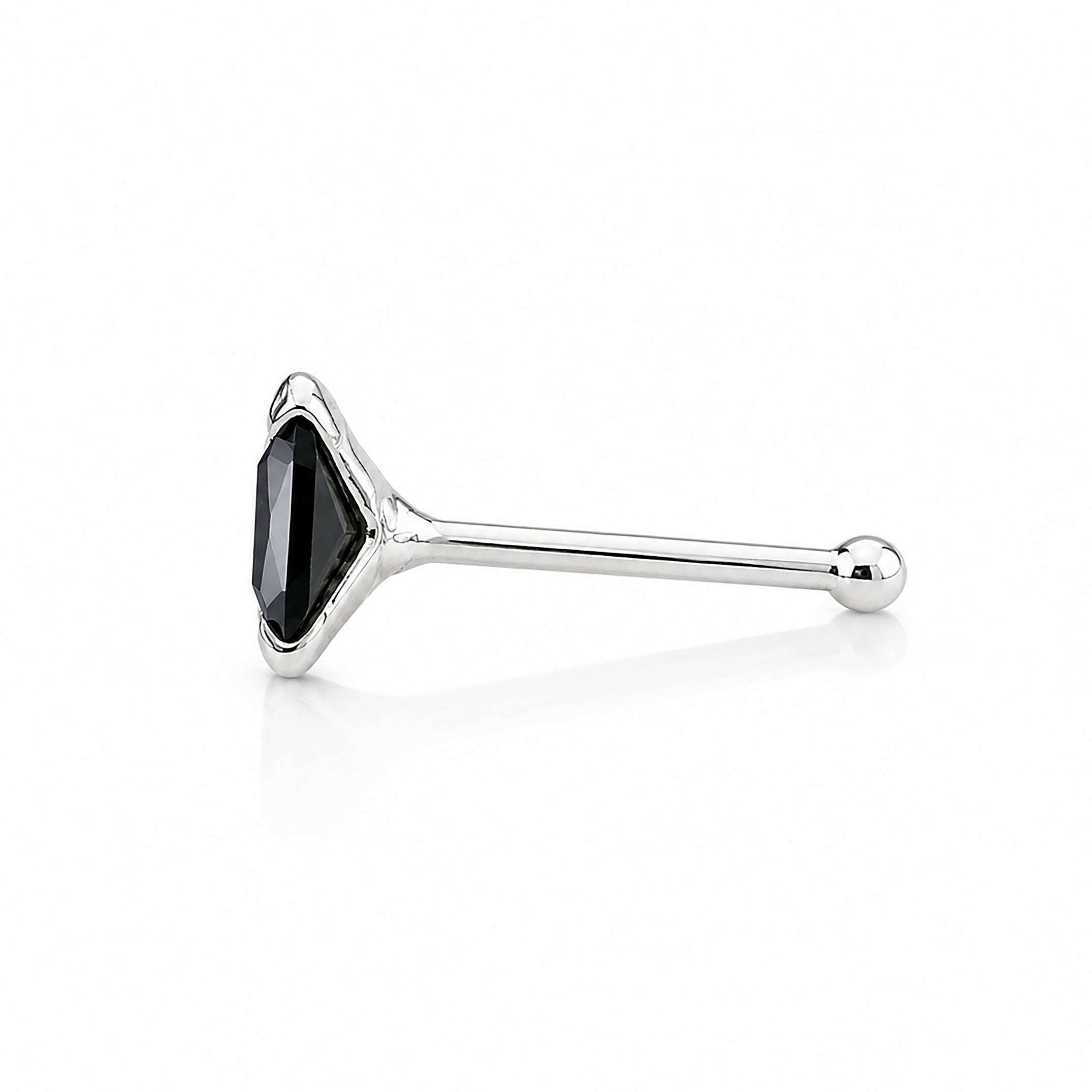 Square Black Gemstone Silver Nosepin