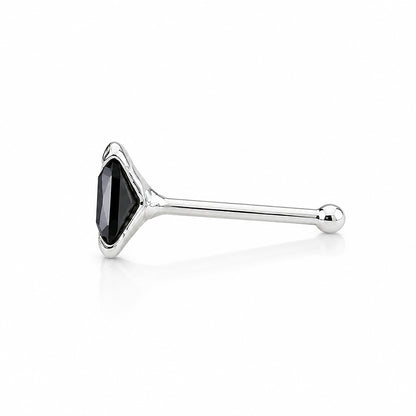 Square Black Gemstone Silver Nosepin